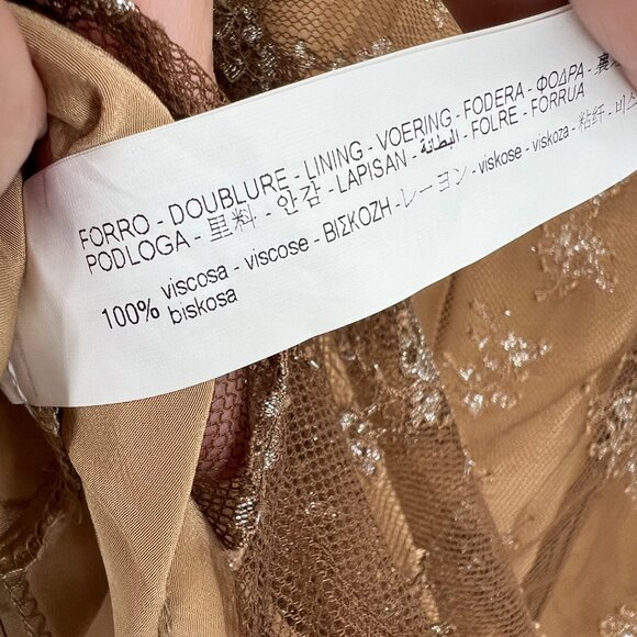 Zara Combination Metallic Floral Mesh Skirt Special Edition Beige Size Large NWT - Picture 9 of 12